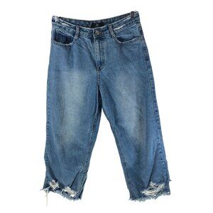 Missguided Womens Jeans Distressed Straight Leg Chewed Hem Cropped US 6